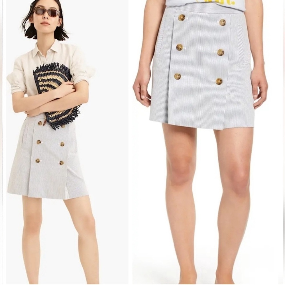 J. Crew Seersucker A-Line Mini Skirt